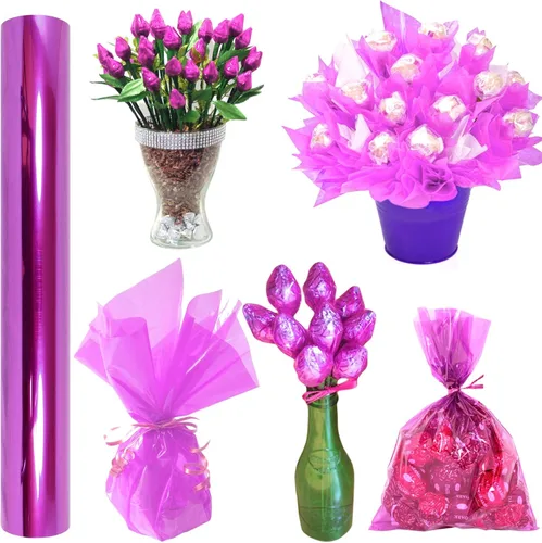 Miniatura 4 de AnapoliZ Rollo de celofán para envolver lavanda, 100 pies de largo x 16 pulgadas de ancho, lavanda transparente de 2.3 mil de grosor, para regalos