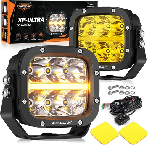 Miniatura 19 de Auxbeam Pods LED de 5 Pulgadas, Serie XP-Ultra Luz de Conducción Todoterreno 110W Super Foco Barra de Luz Cubo con Cubierta Ámbar, Luces Antiniebla