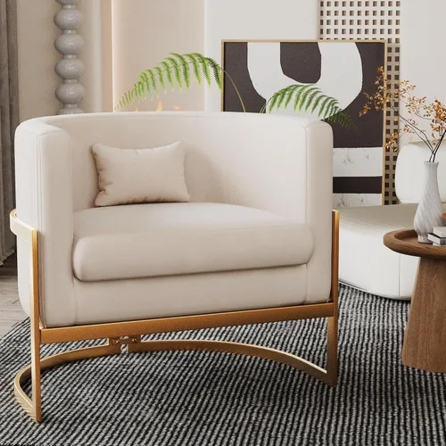 Alunaune - Sillón tapizado de terciopelo con diseño Accent, sillas Barrel modernas para sala de estar, sofá de salón estilo Tub Bucket, silla de