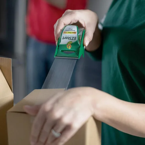 Miniatura 2 de Duck EZ Start - Cinta de embalaje transparente con dispensadores, paquete de 6 cintas de embalaje silenciosas y fáciles de iniciar para cajas