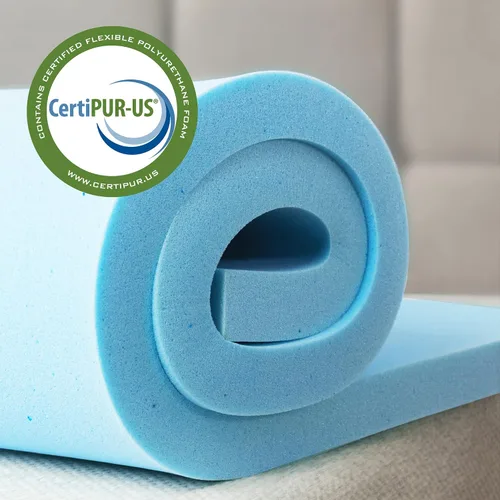 Miniatura 5 de Zinus - Cubrecolchón de espuma viscoelástica con gel de enfriamiento de té verde de 2 pulgadas, espuma de gel de enfriamiento, con certificado Azul
