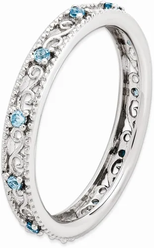 Miniatura 3 de Anillo de topacio azul apilable de plata de ley 925 maciza