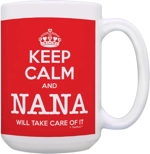 Miniatura 8 de Taza de té o café para regalo de cumpleaños con texto "Keep Calm and Nana Will Take Care of It", Rosado 11oz rosa