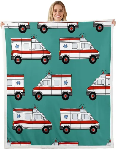 Miniatura 8 de Manta de vellón con camión de bomberos para niños, manta de felpa de coche de dibujos animados para cama, sofá, sofá, bombero, manta sherpa
