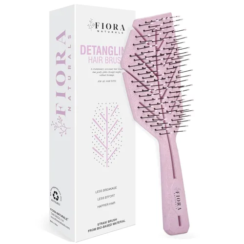 Miniatura 8 de Fiora Naturals Juego de cepillo desenredante bio-amigable, cepillo redondo y peine para mujeres - Todos los tipos de cabello: natural, fino y rizado
