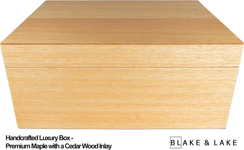 Miniatura 2 de Blake & Lake Caja de recuerdos de madera con tapa, caja de almacenamiento de madera rubia Catchall, tesoro y caja de regalo para el hogar, cajas