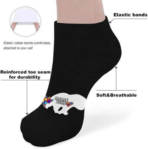 Miniatura 4 de Divertidos calcetines de tobillo para concientización sobre el autismo, calcetines deportivos de corte bajo para hombres y mujeres