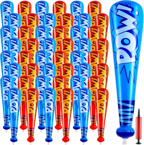 Miniatura 10 de WILLBOND 18 bates inflables de béisbol de 17 pulgadas a granel, regalos de fiesta de béisbol, premios de carnaval, inflable, juguete inflable con 1