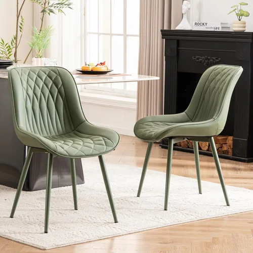 Miniatura 13 de Juego de 2 sillas de comedor YOUNIKE con respaldo alto, sillas de cocina y comedor estilo de mediados de siglo, tapizadas en cuero sintético, silla