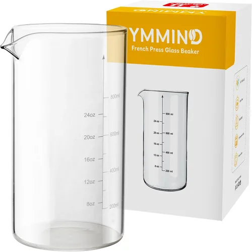 Miniatura 8 de YMMIND Vaso de vidrio de repuesto para prensa francesa de 34 onzas, diseño universal estándar, se adapta a la mayoría de las marcas de cafeteras