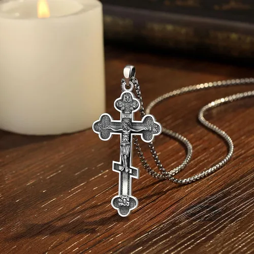 Miniatura 162 de Vito Collar de plata de ley 925 para mujeres y hombres, San Benito, crucifijo, Caravaca, San Cristóbal, San Judas, medalla patronal, amuleto