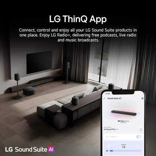 Miniatura 9 de LG W7 Sound Suite Wireless Subwoofer - 8” Deep Bass, Dolby Atmos FlexConnect, Compatible TVs, H7 Soundbar & M5/M7 Speakers, Flexible