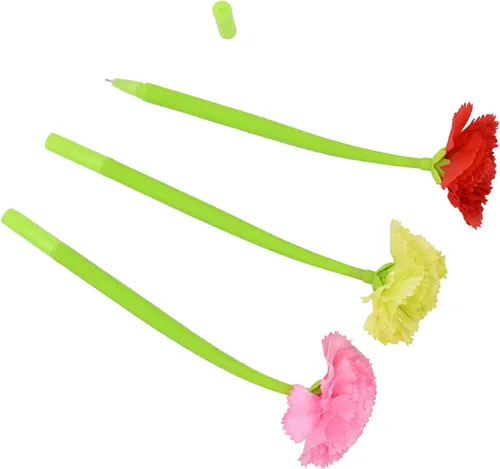 Miniatura 3 de 12 bolígrafos creativos de tinta de gel con flores artificiales, color negro líquido, tinta de gel de 0.020 in, para niñas y mujeres, suministros