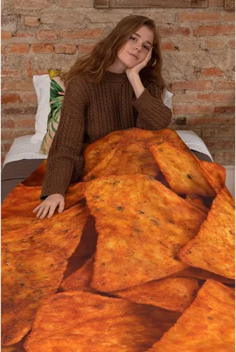 Miniatura 6 de Manta de Chips de Nachos para Otoño Invierno Primavera Todas las Estaciones Cálida Mullida 50x40 pulgadas para Pequeños Microfelpa Ligera Térmica