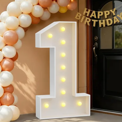 Miniatura 22 de IMPRSV Letras de mosaico iluminadas de marquesina, 4 pies para globos y fiestas, decoración de kit de arco