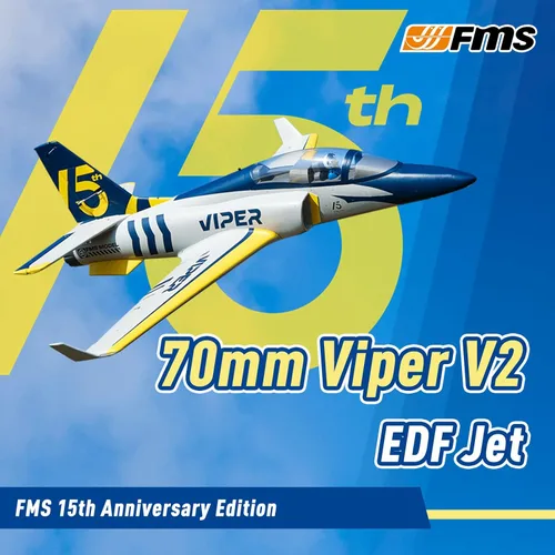 Miniatura 2 de Fms Rc Jets - Aviones Viper V2 EDF de 2.756 in azul marino para adultos para entrenadores para principiantes 6 CH aviones de control remoto PNP