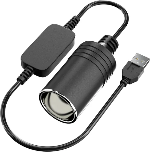 Adaptador de USB a Encendedor de Cigarrillos, Cable de 10W USB Macho a 12V Encendedor de Cigarrillos de Toma, para Cámara de Salpicadero, Detector