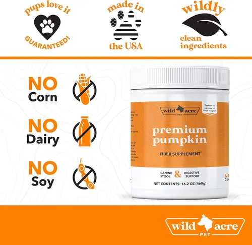 Miniatura 5 de Wild Acre Polvo de calabaza para perros, no más diarrea o scoots! - Puré digestivo o adorno de comida - Suplemento de fibra para perros
