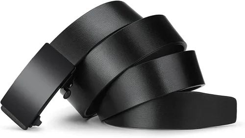 Miniatura 8 de Oyifan Cinturón negro para hombre, cinturón de diseñador de vestido de cuero genuino para hombres, moda Slide Ratchet Click Casual Mens Belt