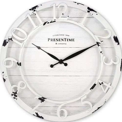 Miniatura 13 de Presentime & Co - Reloj de pared de la serie Farmhouse de 21 pulgadas, estilo Shiplap, número arábigo 3D elevado, acabado galvanizado. Decoración