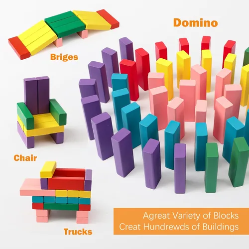 Miniatura 4 de Juego de mesa de bloques de madera para niños, 48 piezas