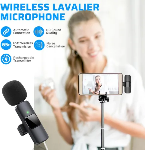 Miniatura 3 de Micrófono Lavalier inalámbrico dual para iPhone, iPad, perfecto para videoconferencias, grabación y transmisión en vivo