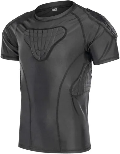 Miniatura 2 de Padded Shirt Youth Boys Padded Compression Sports Protective T-Shirt Rib Chest Protector Extreme Exercise