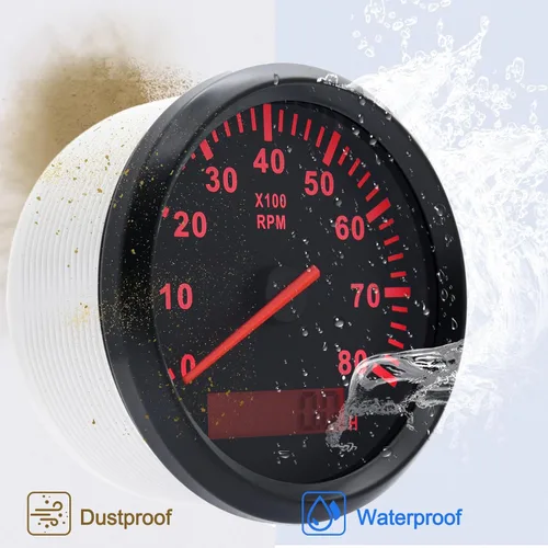 Miniatura 2 de Medidor de tacómetro marino de 3.346 in, impermeable, 0-8000 RPM, para automóvil, camión, barco, RPM, tacómetro, fuera de borda 8000 RPM, medidor