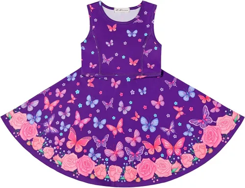 Miniatura 3 de LaBeca - Vestido sin mangas o de manga larga para niñas, vestidos informales con diseño de unicornio o sirena para niñas pequeñas o grandes