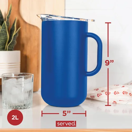 Miniatura 6 de Jarra Premium Aislada de Served (0.87 cuartos de galón/66oz) - Jarra de Acero Inoxidable con Pared Doble, Forrada en Cobre con Tapa - Jarra Térmica