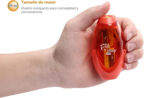 Miniatura 5 de Bostitch Sacapuntas de oficina, manual, Twist-n-Sharp con bandeja de virutas, niños, niñas, lápices de colores, paquete de 3, azul, naranja, rosa