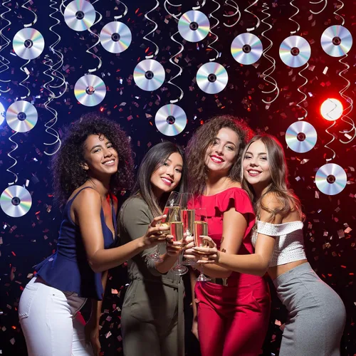 Miniatura 6 de 60 piezas de decoración de fiesta de discoteca de los años 90 Y2K 2000s, diseño de espirales colgantes para decoración de pared con remolinos