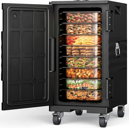 NEEDONE Calentador de alimentos, contenedor de bandeja de alimentos aislado LLDPE de 127 Qt para alimentos calientes/fríos, con ruedas con