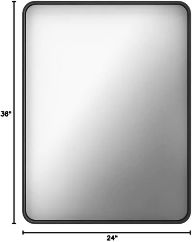 Miniatura 8 de TokeShimi - Espejo rectangular de baño, con marco de metal negro, para montar en la pared, decoración del hogar, negro, 24 x 36 pulgadas