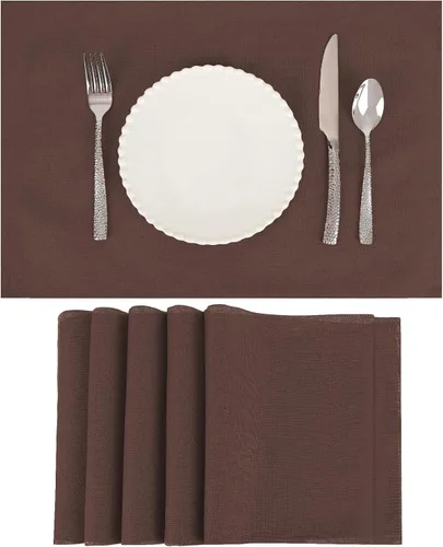 Miniatura 13 de Juego de 6 manteles individuales de tela tipo lino, 19 x 13 pulgadas, doble capa gruesa, sin arrugas, resistente al calor, para comedor, cocina