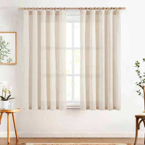 Miniatura 60 de JINCHAN Cortinas de lino de 108 pulgadas de largo, juego de 2 paneles, cortinas de ventana para sala de estar y dormitorio, cortinas