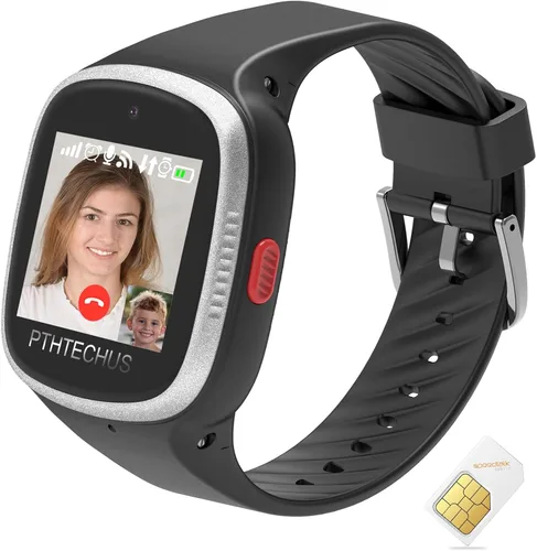 PTHTECHUS Reloj inteligente 4G para niños, reloj inteligente para niños con WiFi, diario, mensajes de voz y videollamadas, ubicación GPS, modo