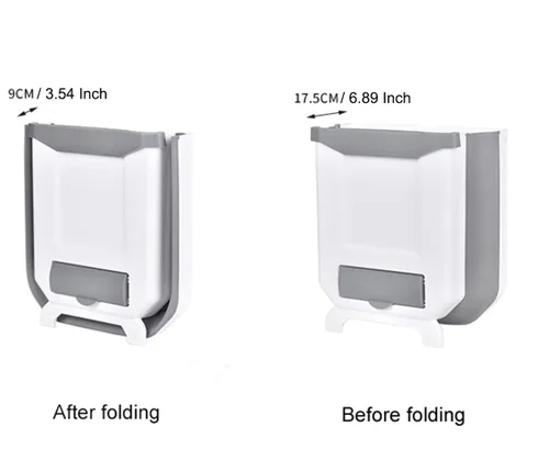 Miniatura 6 de BWGHBH Papelera colgante para puerta de armario de cocina, cubo de basura plegable para cocina, dormitorio, baño y automóvil (2.1 galones, caqui)