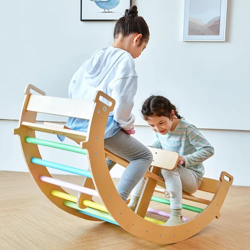 Miniatura 3 de Avenlur Bailis Ultimate 3-en-1 Juego de Juego para Niños - Tira y Afloja, Arco de Escalada y Balancín - Juguetes de Escalada Waldorf y Montessori