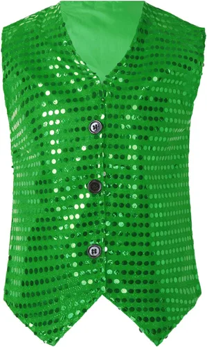 Miniatura 3 de ZUYPSK Chaleco sin mangas con lentejuelas brillantes para niñas y niñas, chaleco con cuello en V, hip hop, jazz, danza, actuación