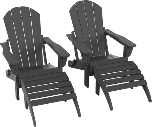 Miniatura 25 de WestinTrends Reposapiés otomano Adirondack para patio al aire libre, taburete de madera de polietileno para todo tipo de clima, ampliamente Azul