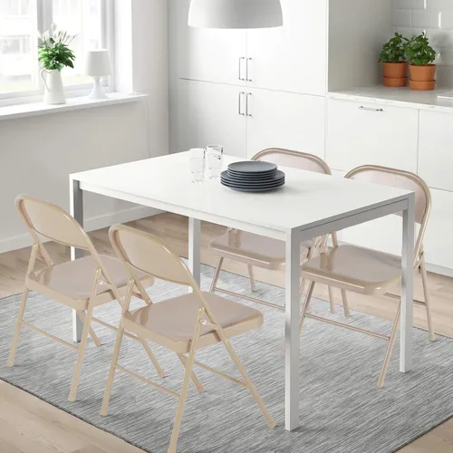 Miniatura 4 de VECELO Paquete de 8 sillas plegables con marco de metal, asiento de acero con triple soporte para oficina en casa, ahorro de espacio sin montaje