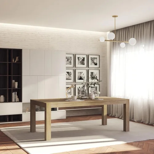 Miniatura 4 de Midtown Concept Vichy - Juego de mesa rectangular para patio, 9 piezas, madera de eucalipto, ideal para interiores, color marrón