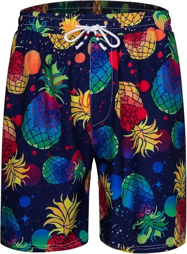 Miniatura 4 de fohemr Mens Hawaiian Shirt and Short Beach Set Match Tropical PineappleFlamingo Pattern Outfits Short Sleeve Short 2 PC
