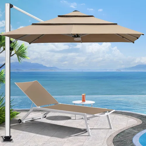 Miniatura 64 de EliteShade USA Sombrilla de Mercado de 10 Años Sin Decoloración de 9 Pies 3 Niveles Sombrilla de Patio Sombrilla de Mesa para Exteriores con Beige