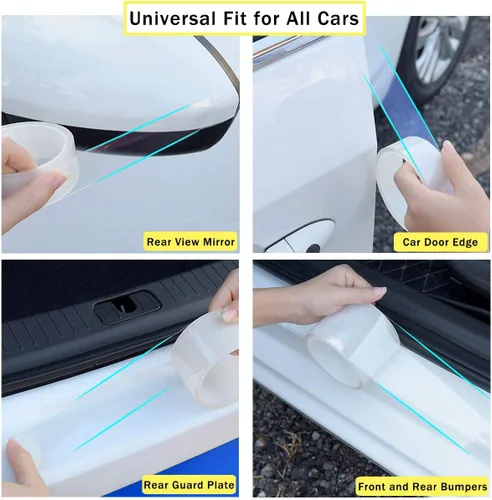 Miniatura 3 de QBUC - Protector de borde de puerta de coche, transparente, universal, protector de umbral de puerta de coche, protector de borde, película
