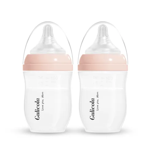 Miniatura 10 de Gulicola Natural PP - Juego de 2 biberones de lactancia materna para recién nacido, pezones de flujo lento, 0 meses +, 5 onzas, color blanco