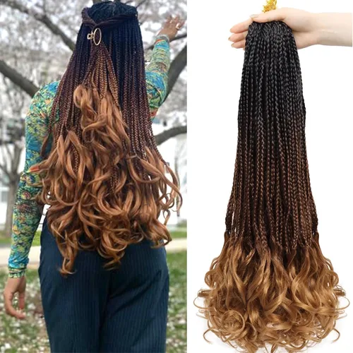Miniatura 56 de Trenzas de ganchillo rizadas francesas de 22 pulgadas, 8 paquetes, trenzas de caja diosa grises para mujeres, de ganchillo pre-trenzadas con Trenzas