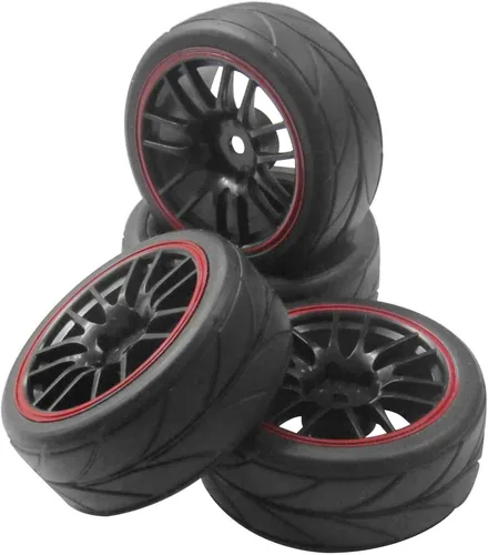 Miniatura 2 de ShareGoo - Llantas hexagonales de 0.472 in y neumáticos de goma de diámetro exterior de 2.59 pulgadas para auto de turismo RC 1/10 en carretera