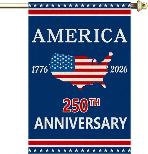 Miniatura 10 de Bandera de jardín con el 250 aniversario de Estados Unidos, bandera de Estados Unidos del 250 aniversario, bandera patriótica de 250 años, letrero